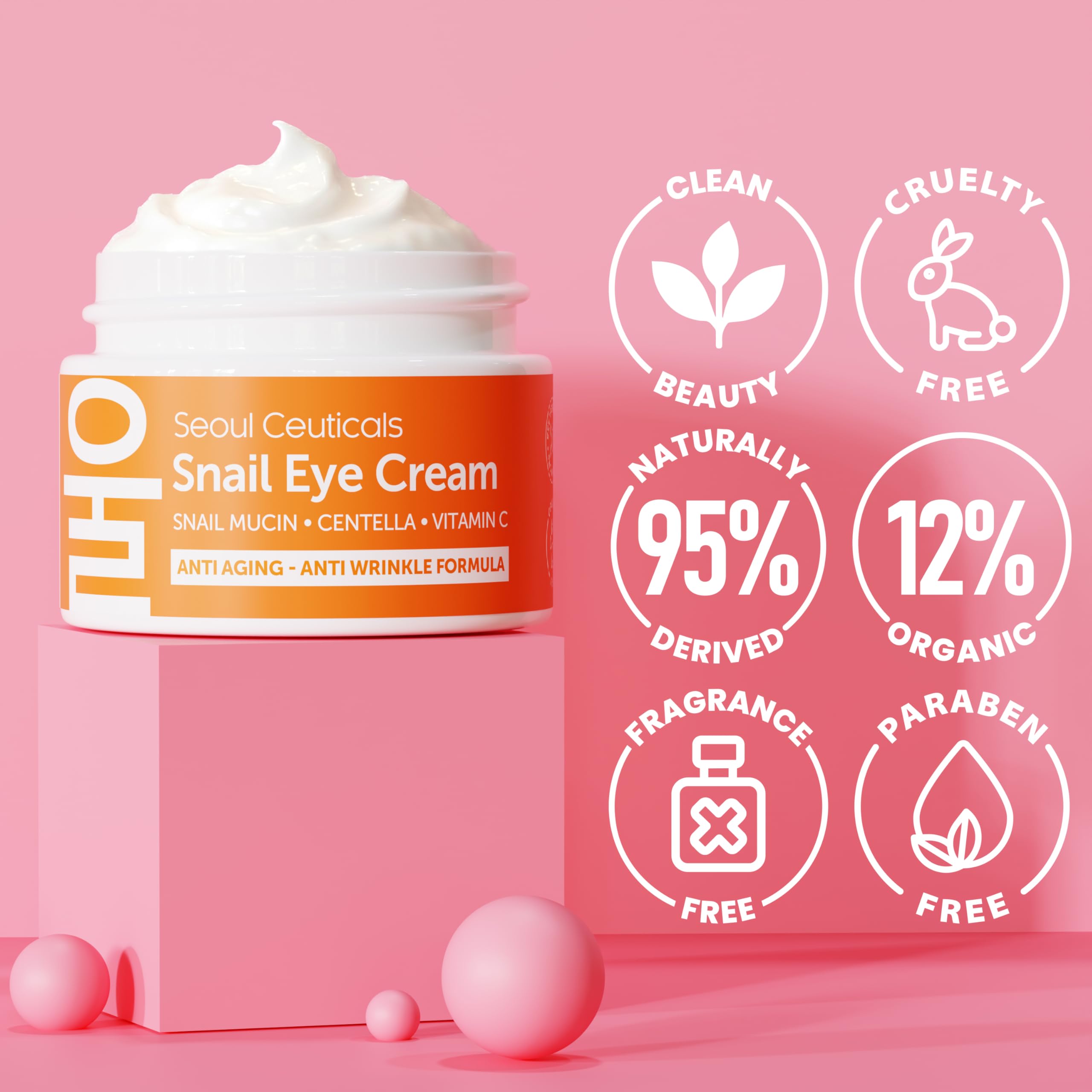 K beauty eye cream with snail mucin and vitamins