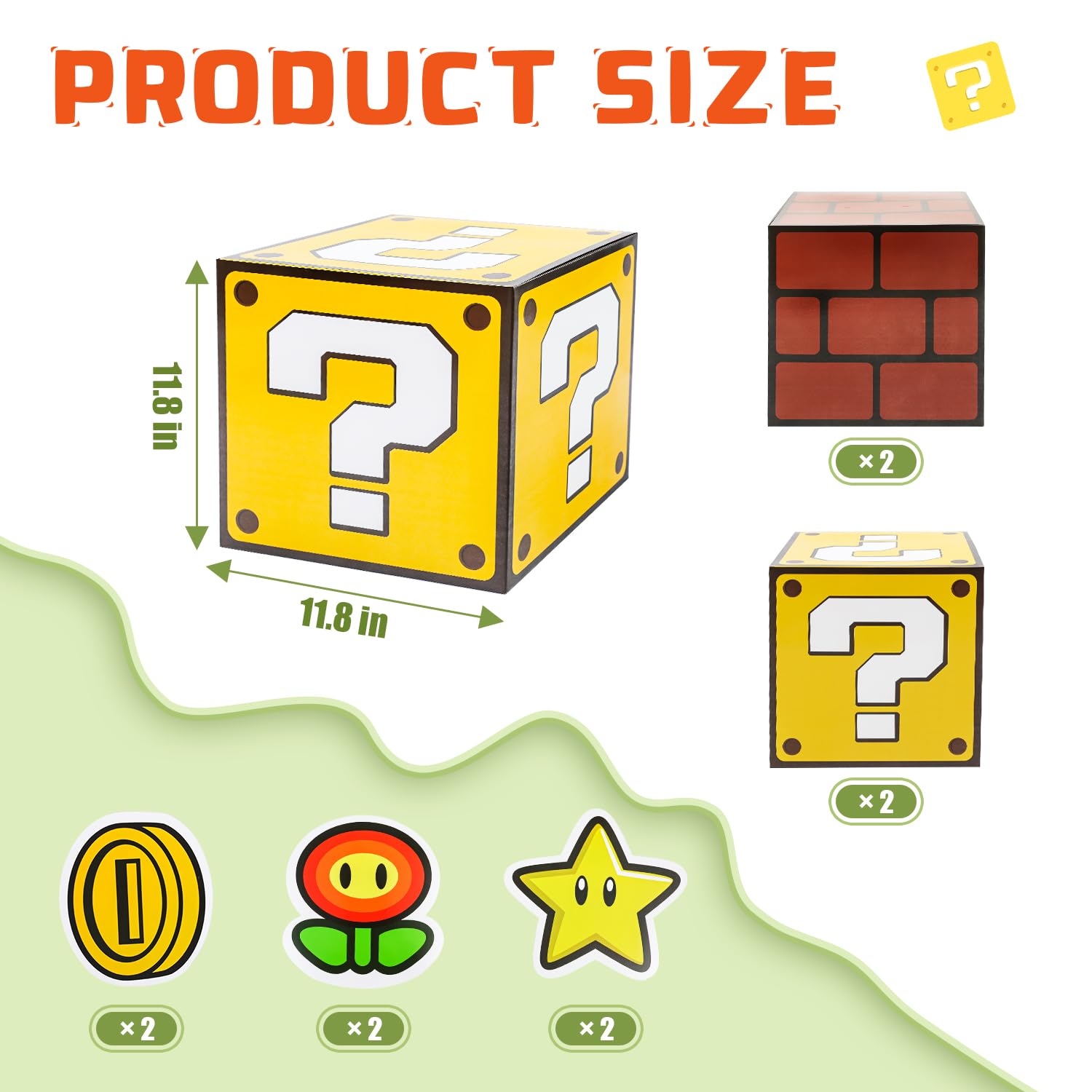 Question Brick Boxes for kids birthday party decorations