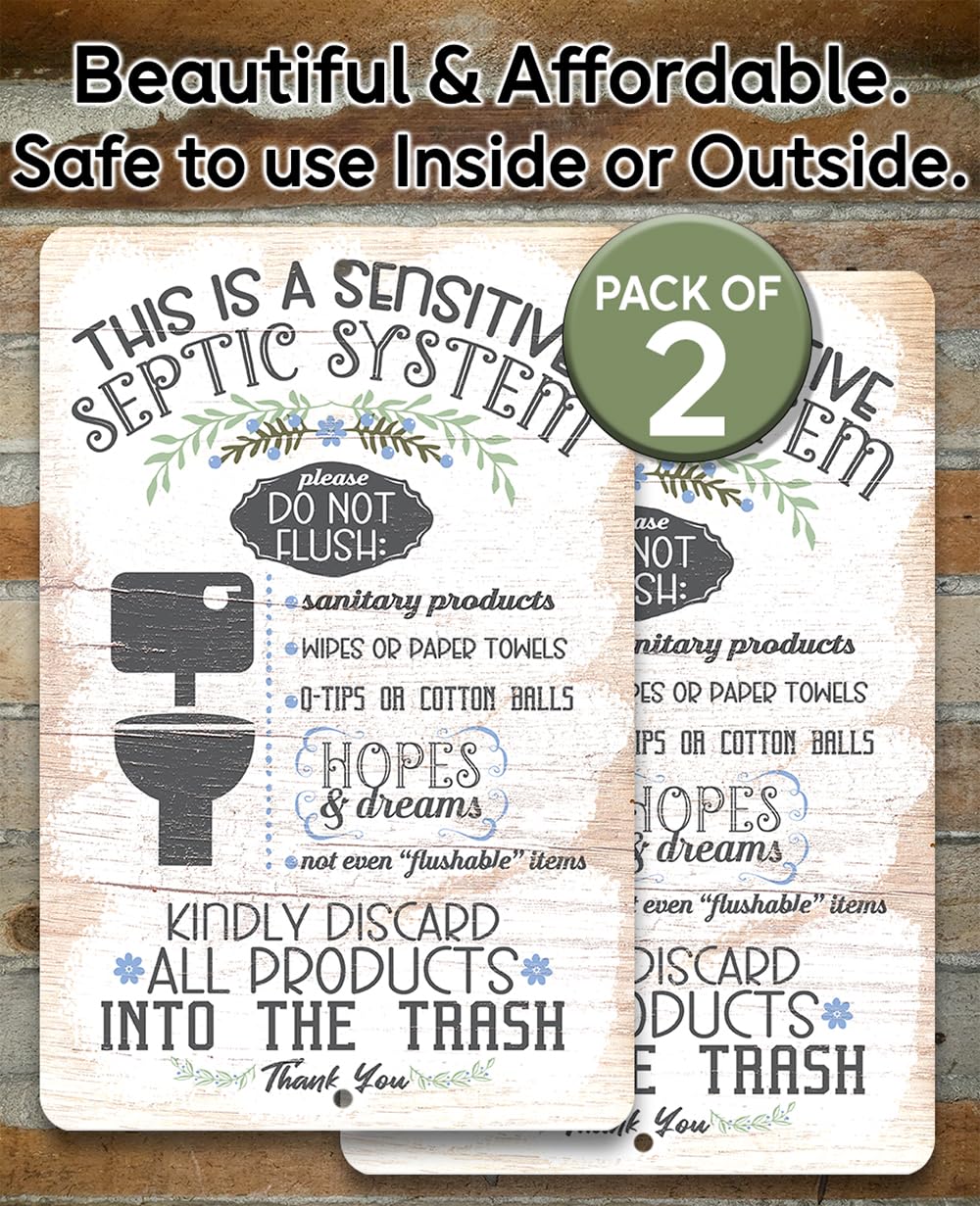 Septic tank warning sign in aluminum plaque