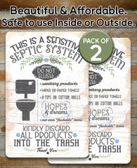Septic tank warning sign in aluminum plaque