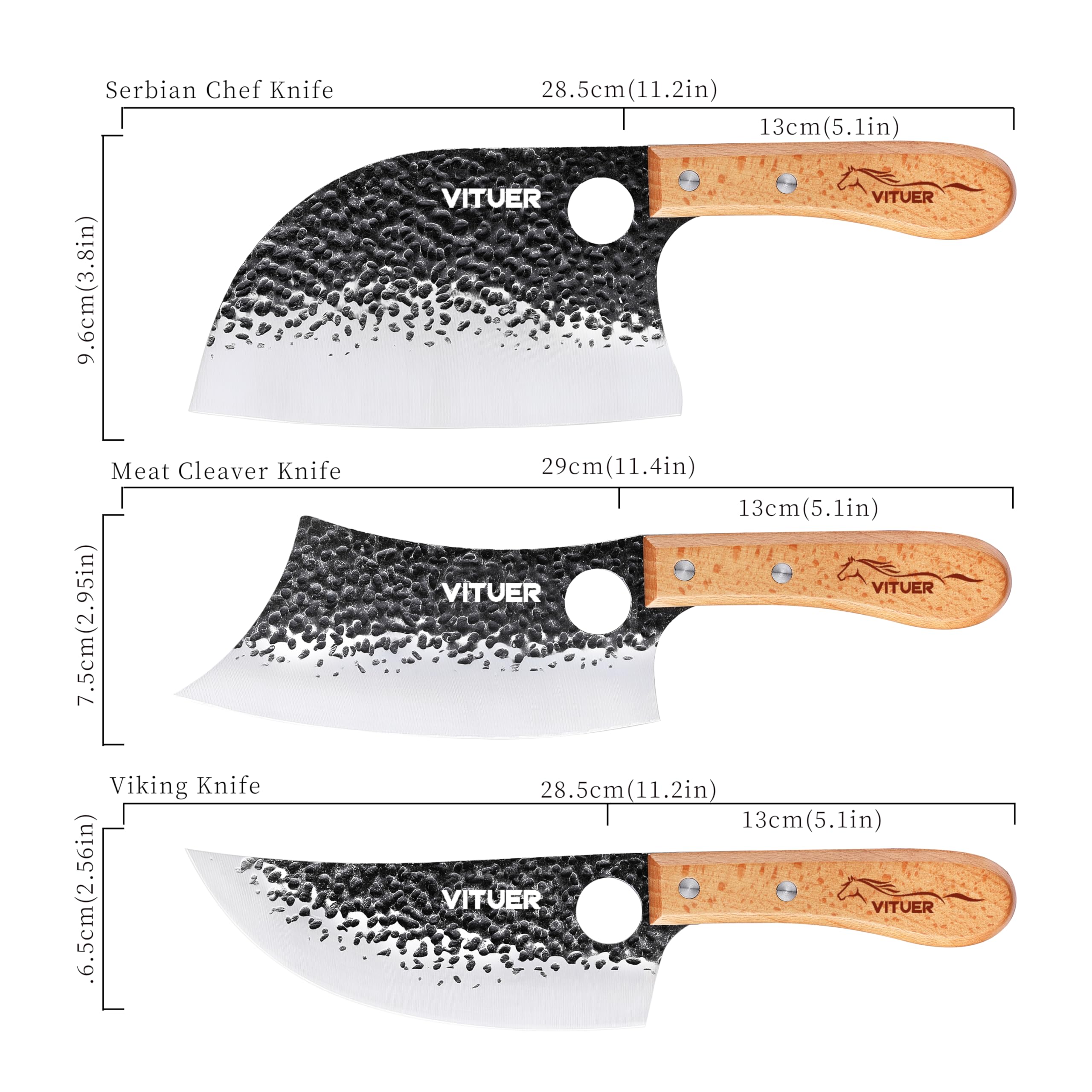 Serbian Chef Knife 7 inch from Butcher Viking Camping Knife Set
