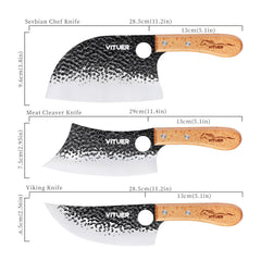 Serbian Chef Knife 7 inch from Butcher Viking Camping Knife Set