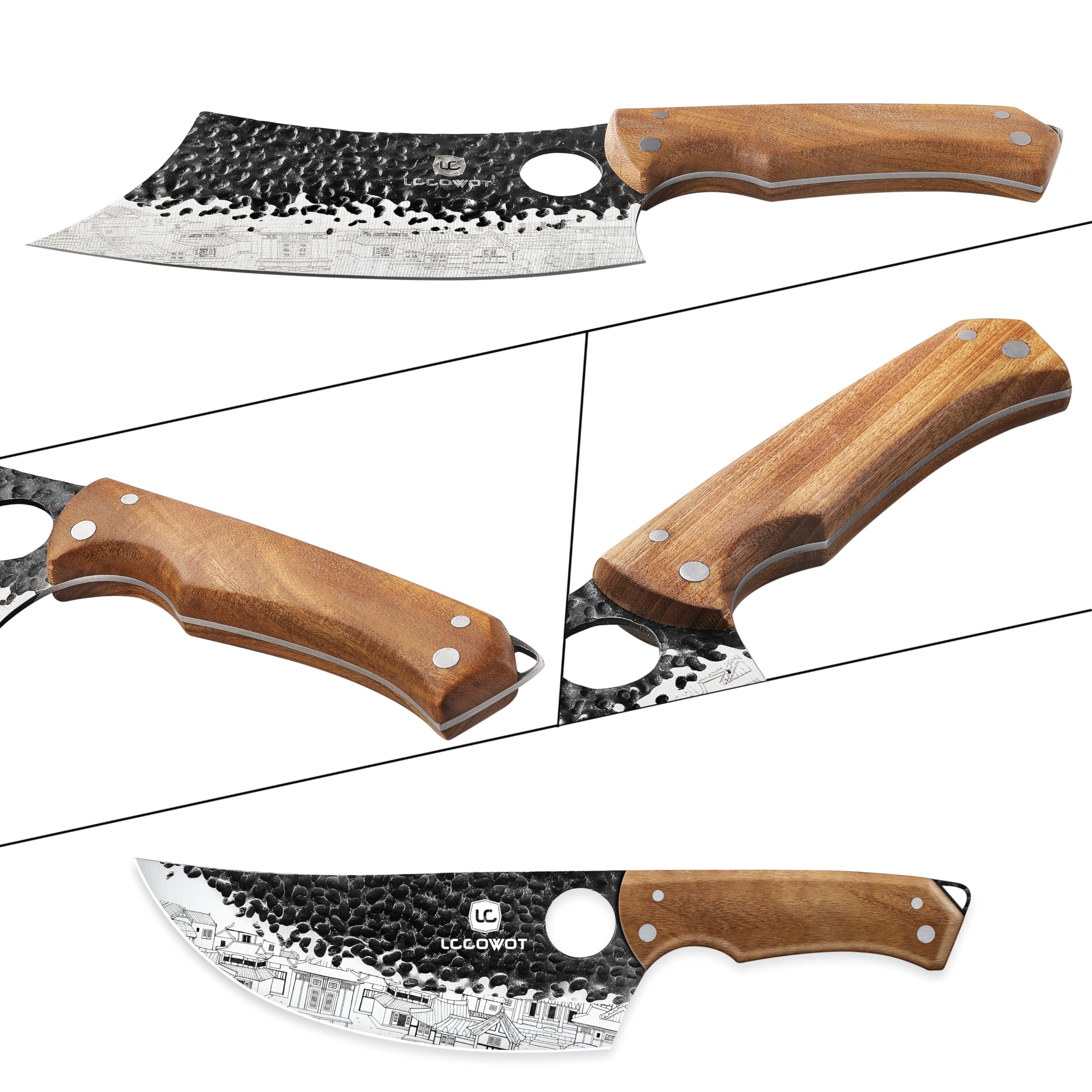Serbian Chef Knife 7inch with wooden handle close-up