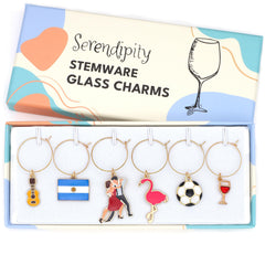 Serendipity Argentina Wine Charms set of six enameled gold charms