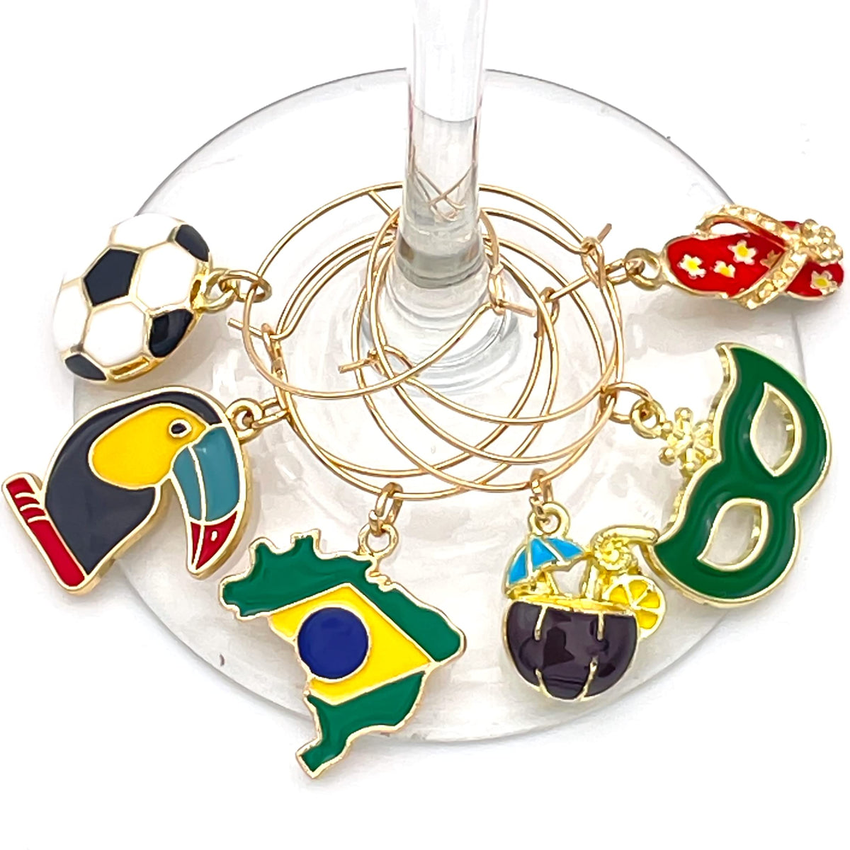 serendipity brazil wine glass charms brazilian flag symbol