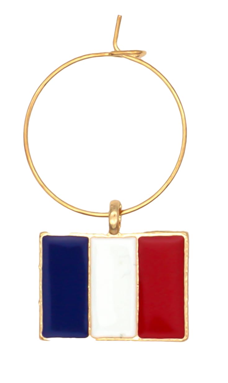 Charm set for wine glasses featuring croissant and perfume accents for France themed gift set