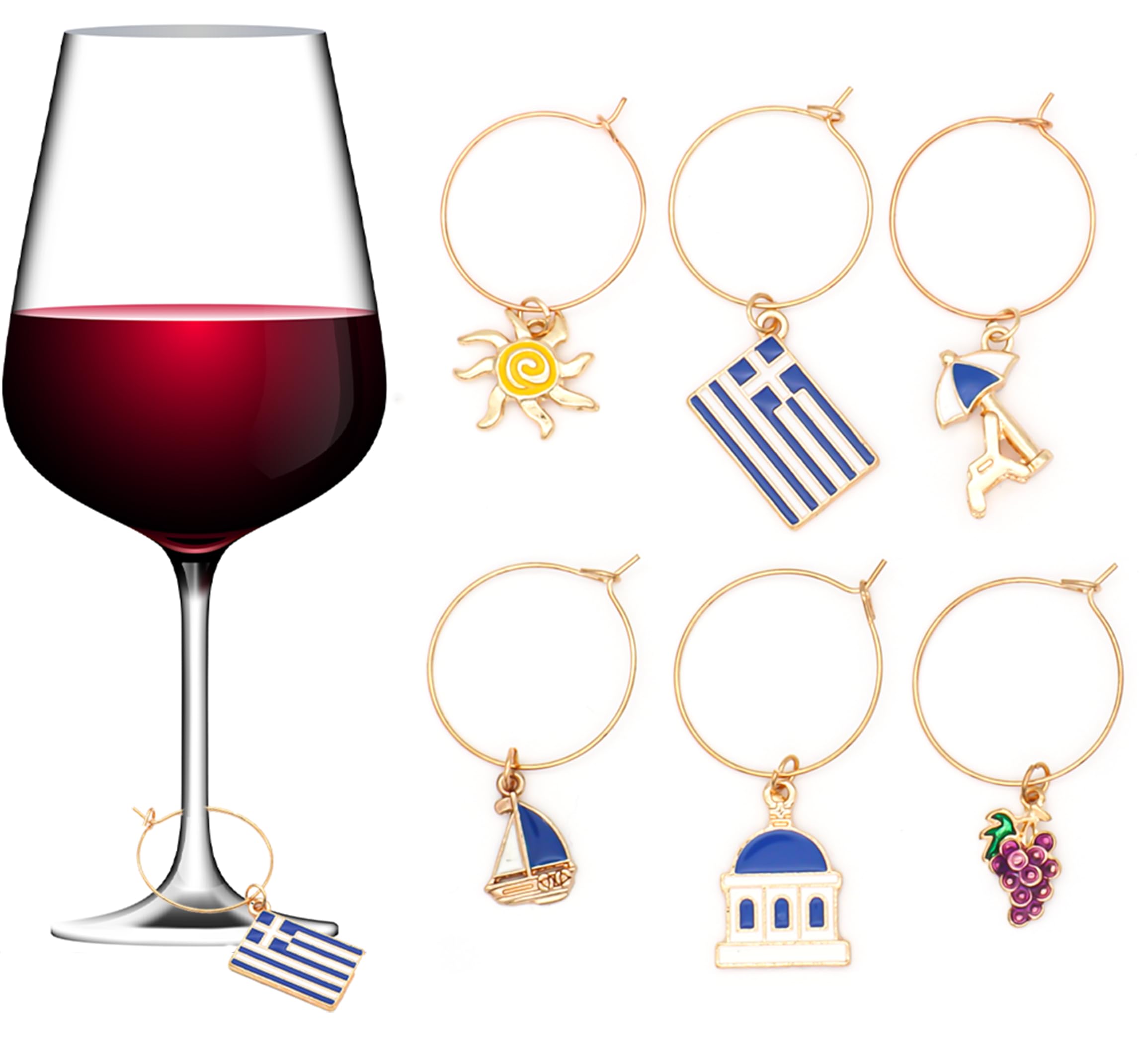 Greek flag charm from Serendipity wine glass charms
