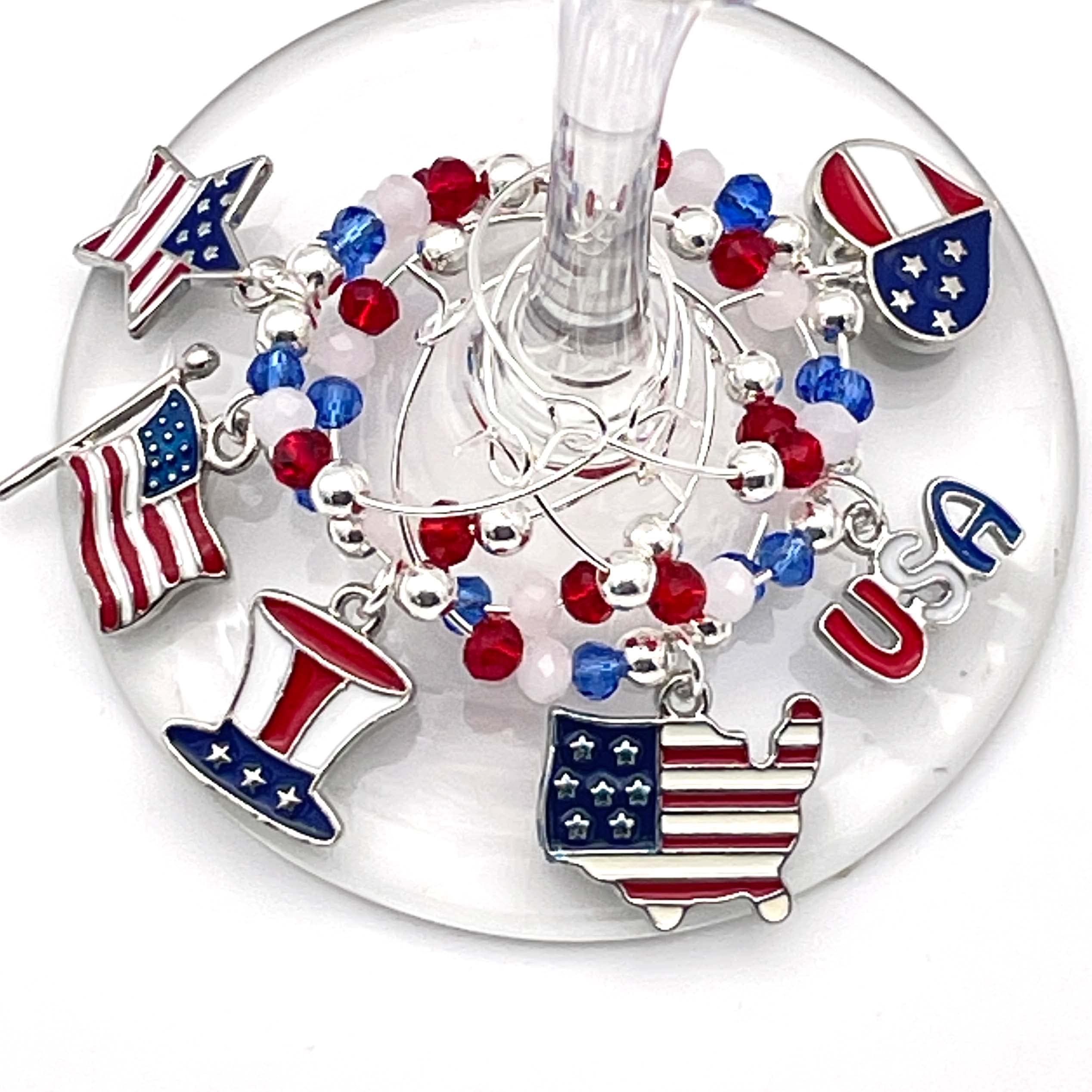 Map in a Flag Colors enamel wine charm