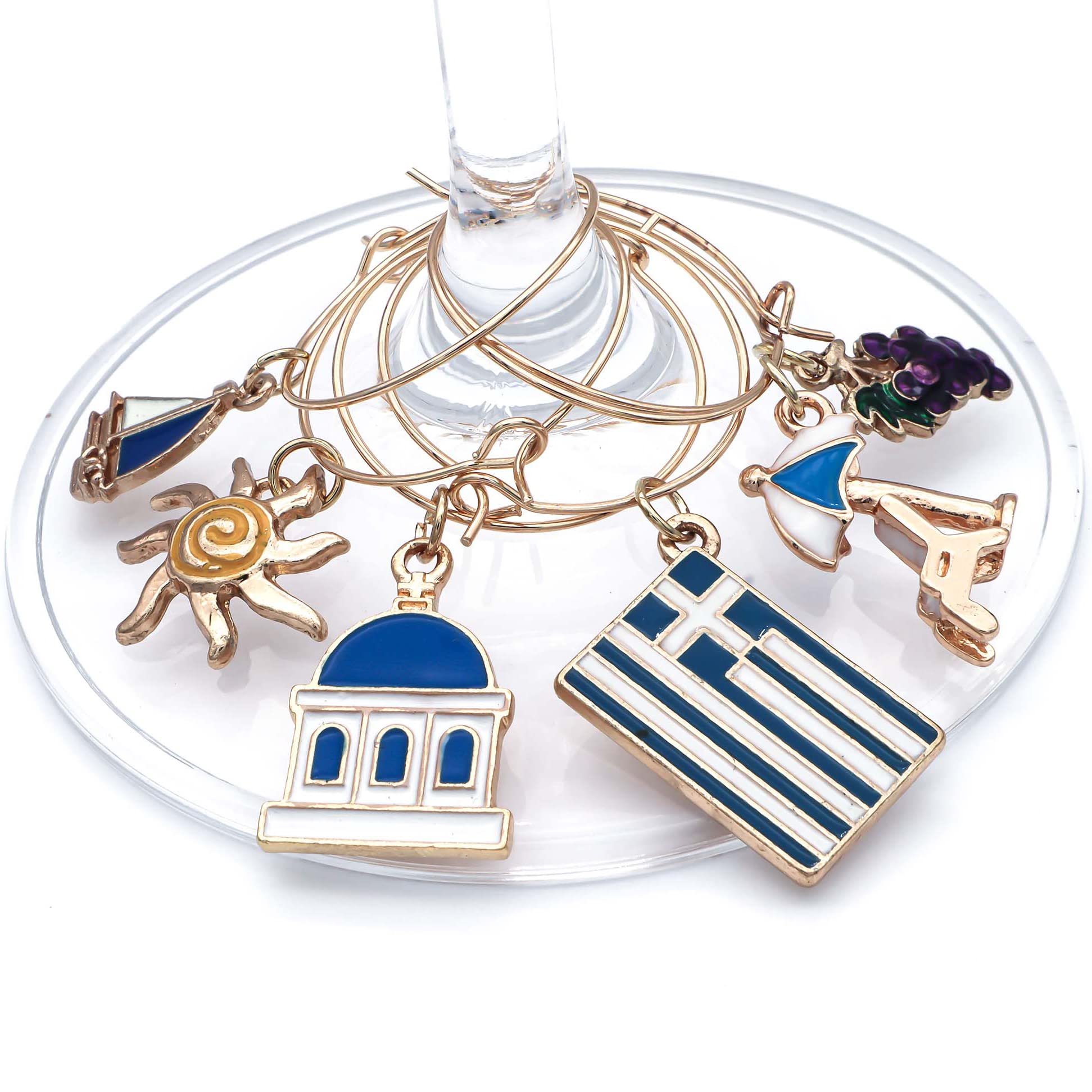 Santorini chapel charm from Serendipity Greek wine glass set