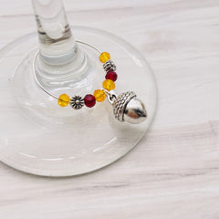 Silver wine glass charms with pearl accents