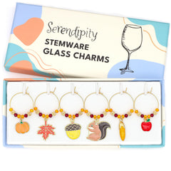 Serendipity Thanksgiving Wine Glass Charms set of 6 with pearl details