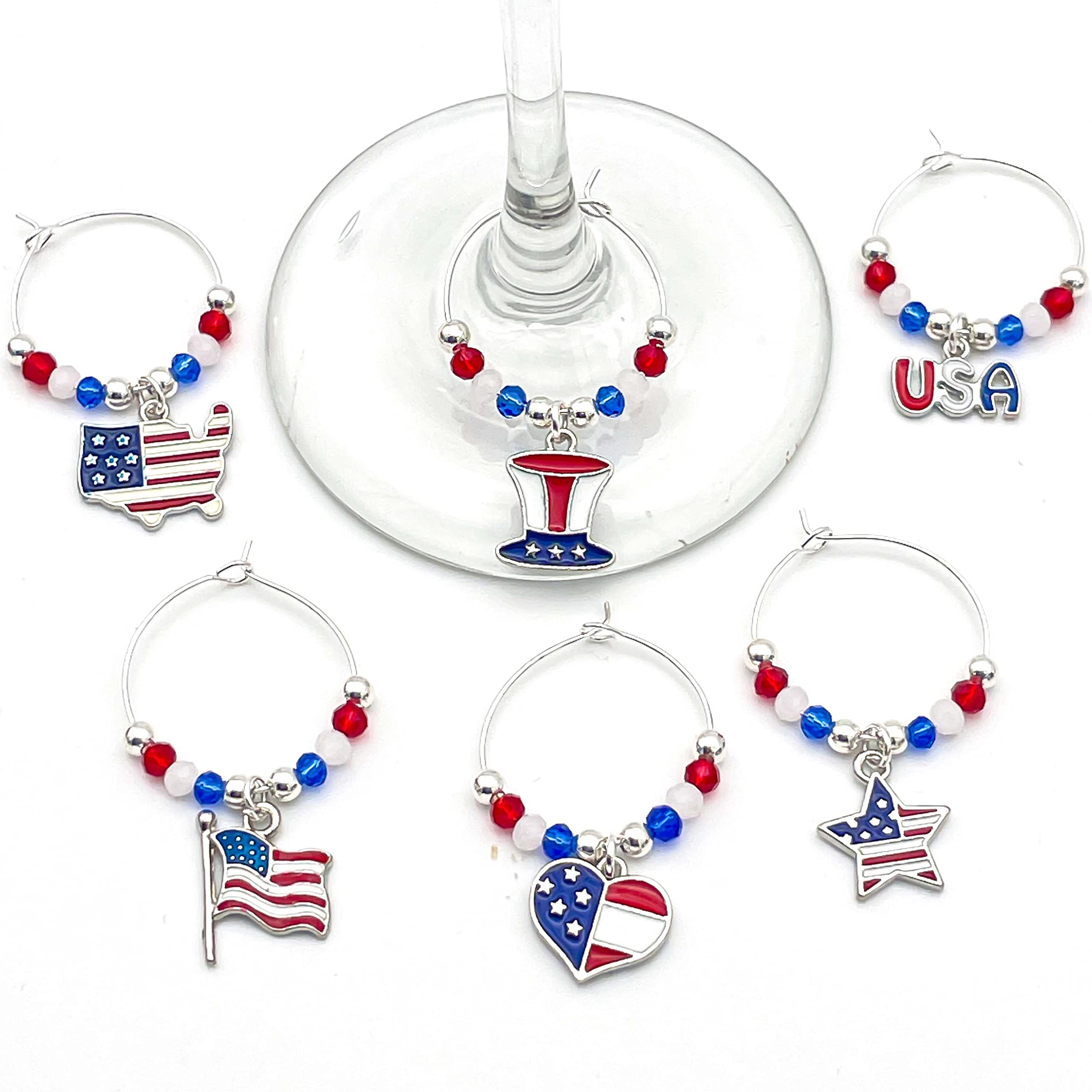 Waving Flag enamel wine charm for stemware