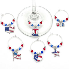 Waving Flag enamel wine charm for stemware