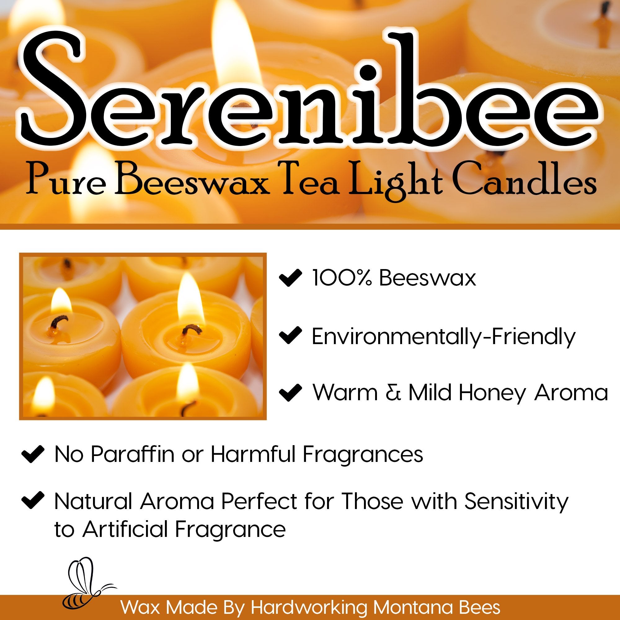 Reusable cotton drawstring bag packaging for Serenibee tea lights