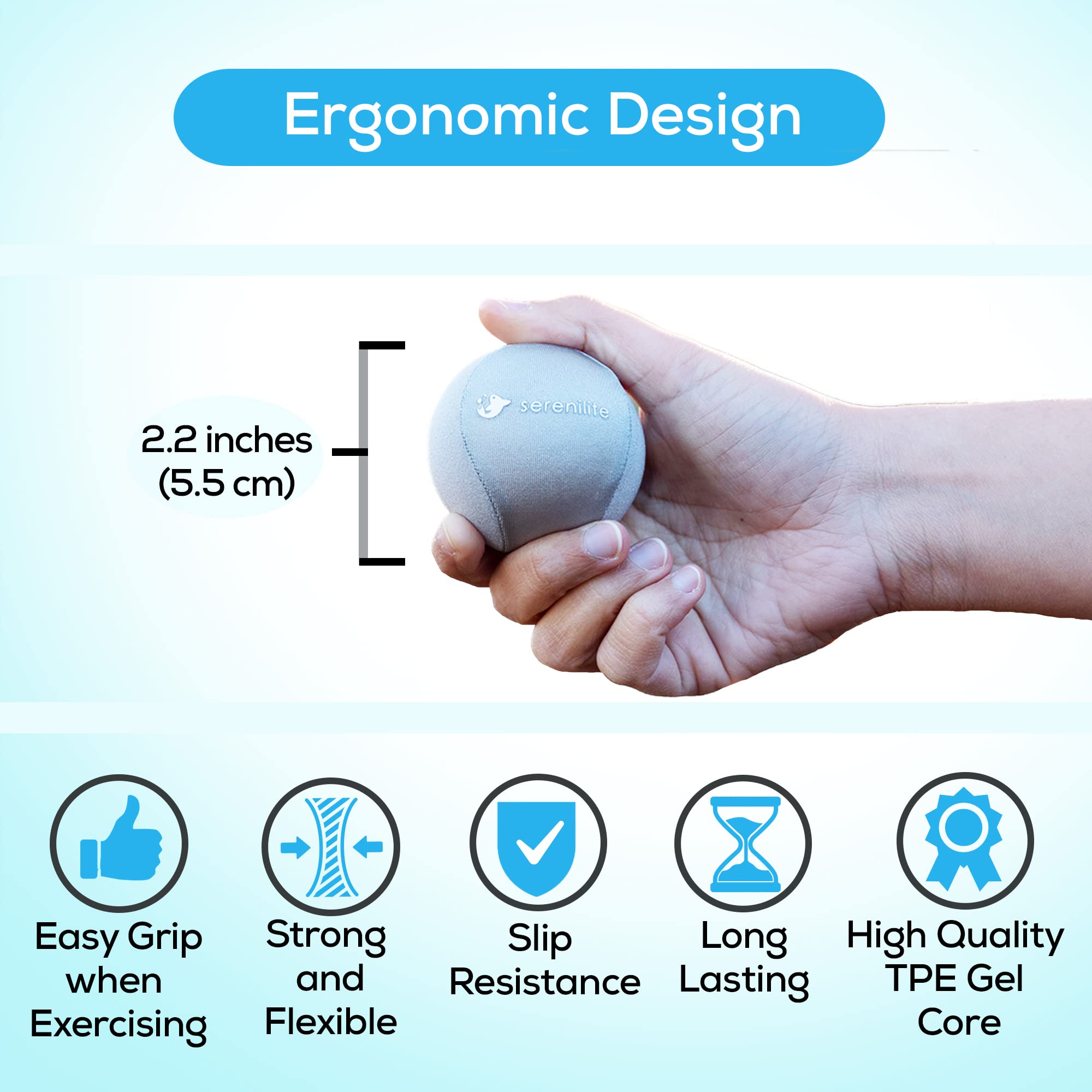 Physical therapy equipment hand grip stress ball Serenilite