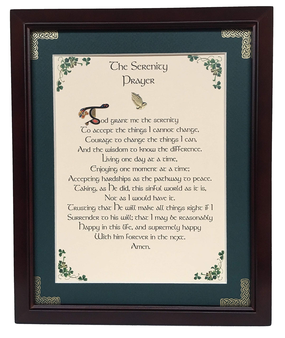 Serenity Prayer full verison personalizable framed blessing with green matting