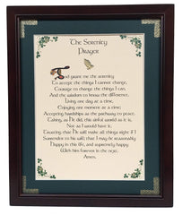 Serenity Prayer full verison personalizable framed blessing with green matting