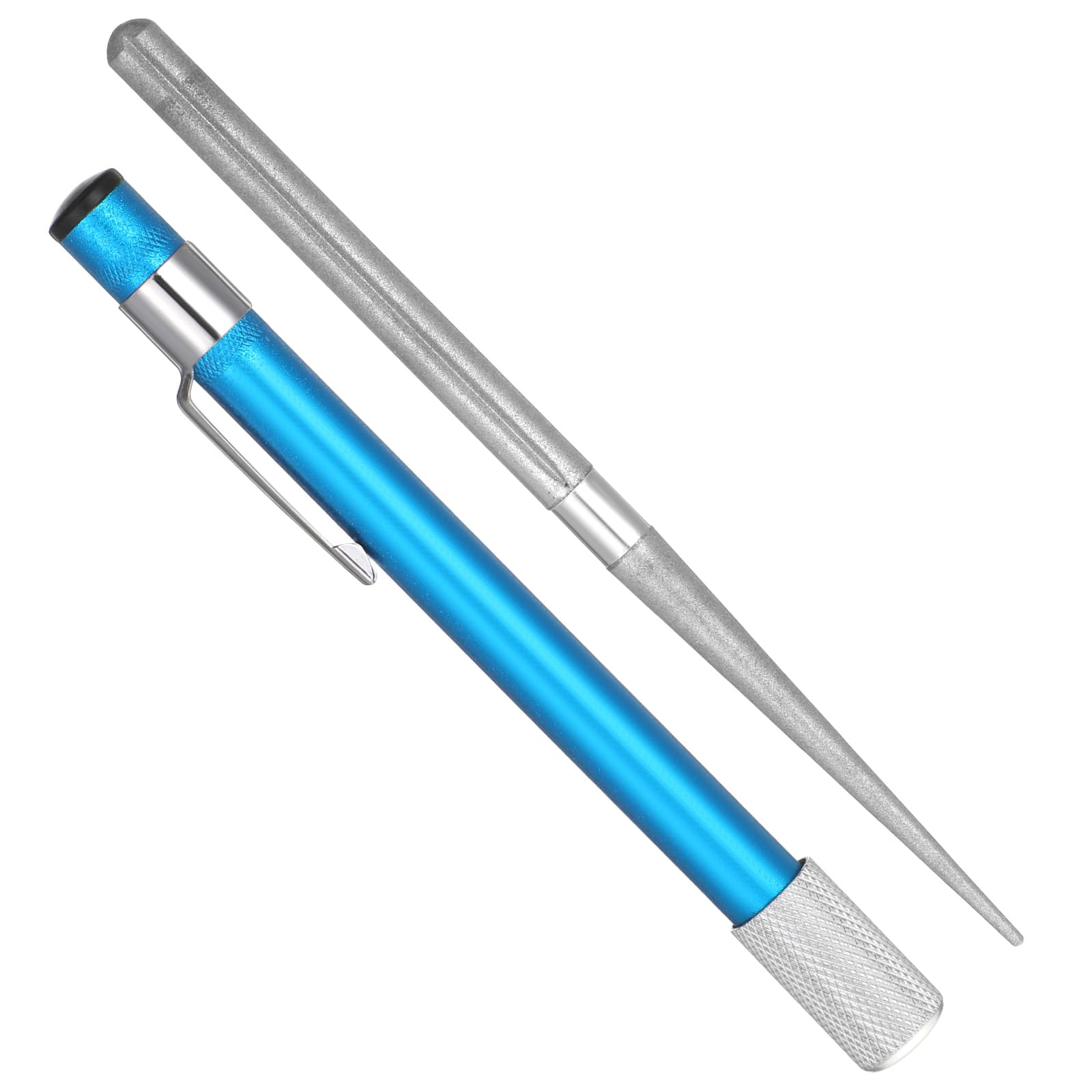 Serrated Knife Sharpener blue exterior close up