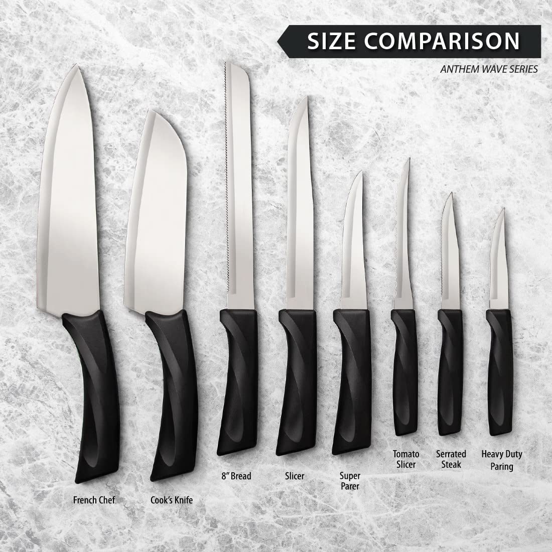 Pack of 2 knives included in the Anthem Serrated Steak Knife set