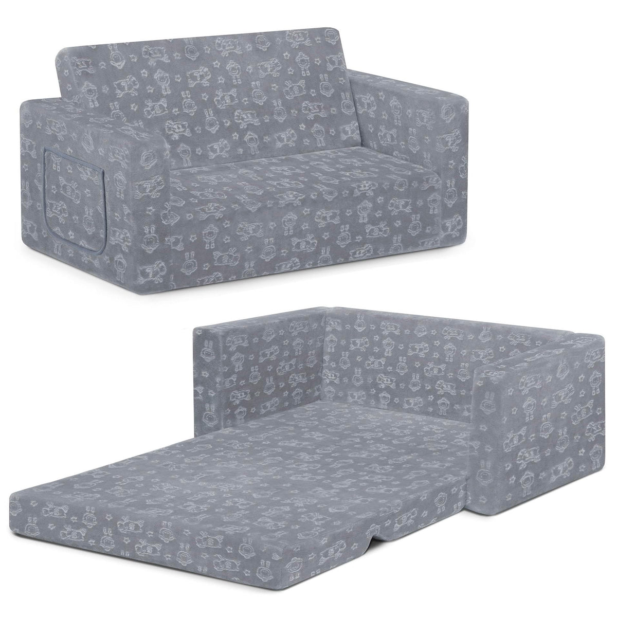 Grey Serta Perfect Sleeper Extra Wide Convertible Sofa to Lounger