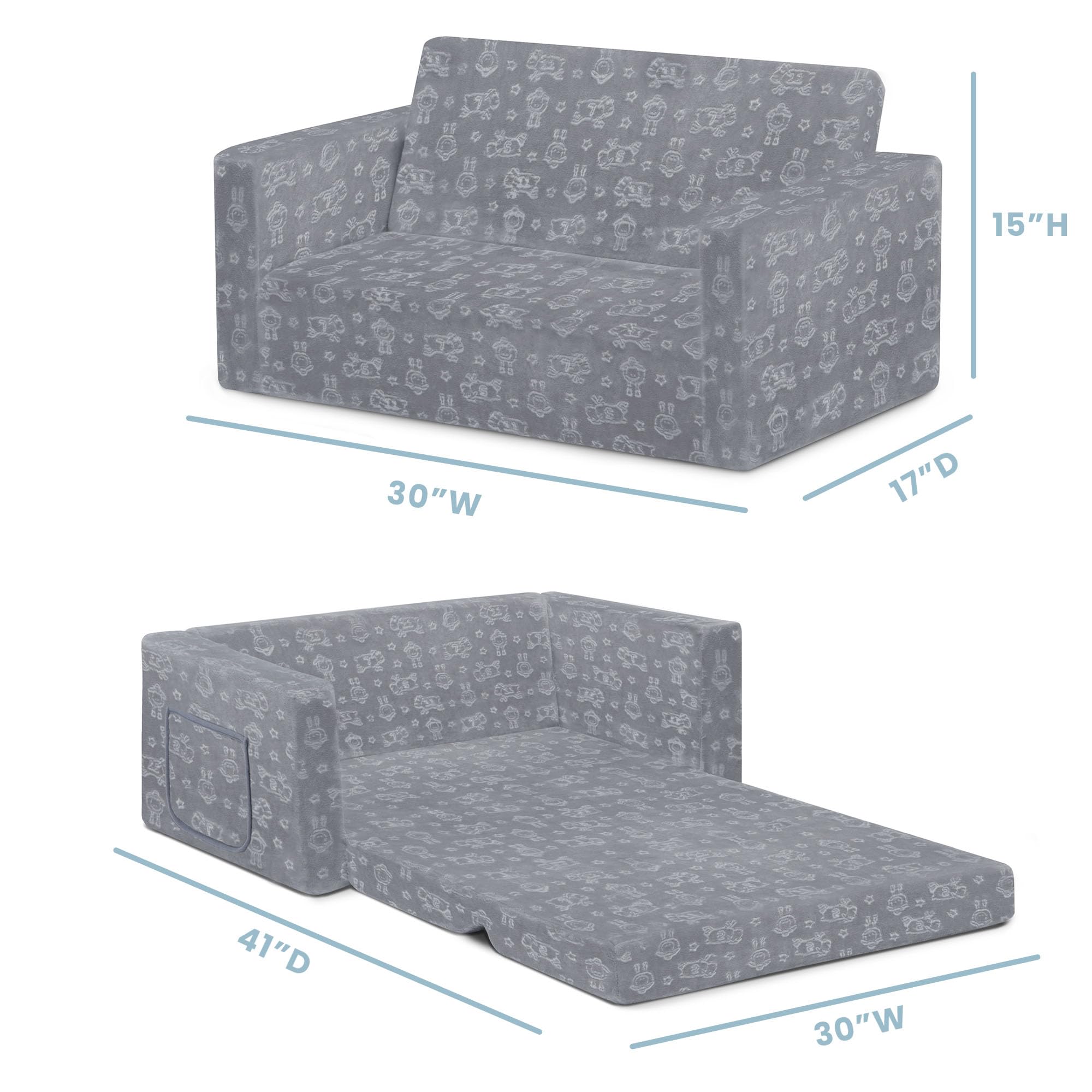 Embossed sheep pattern on grey slipcover