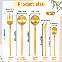 Gold 10-8 inch serving fork in stainless steel