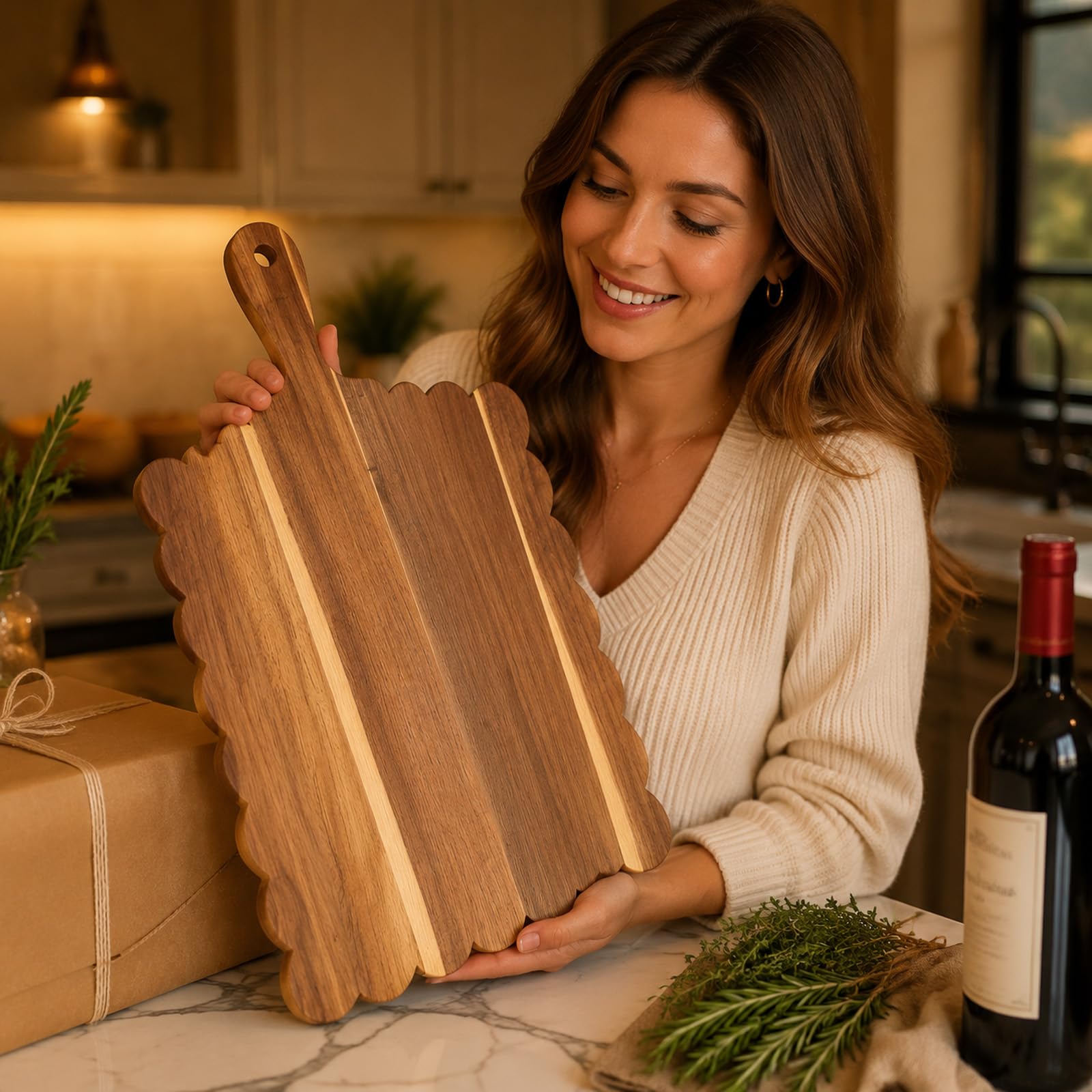 Durable acacia wood board resists scratches cracks and warping