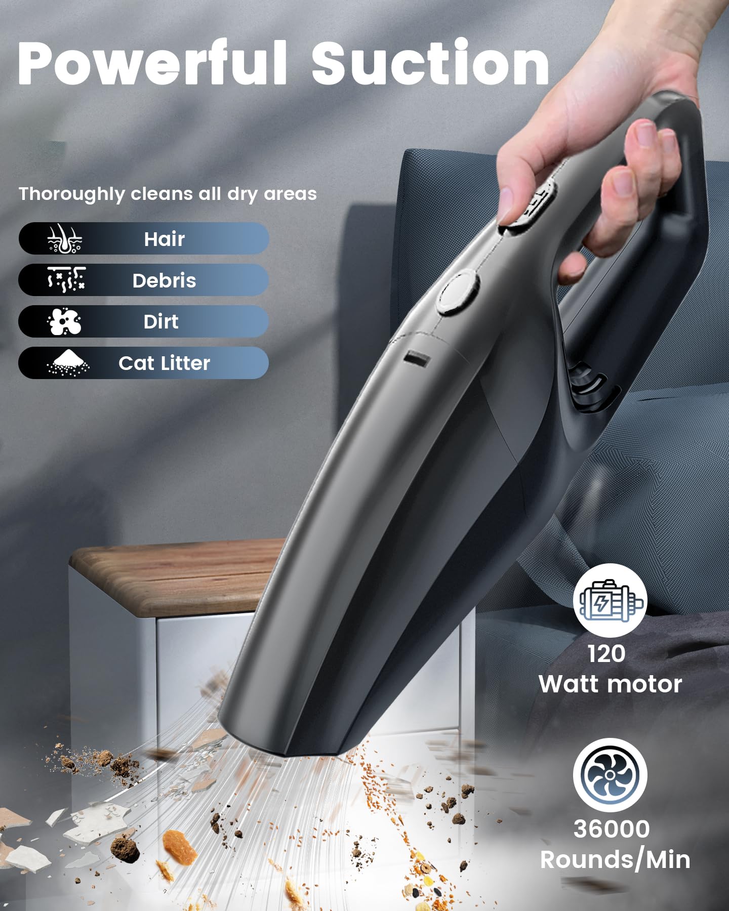 SERVOMASTER car vacuum portable cordless with attachments