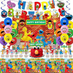 Sesame Friends Street banner and backdrop for Sesame theme party decorations