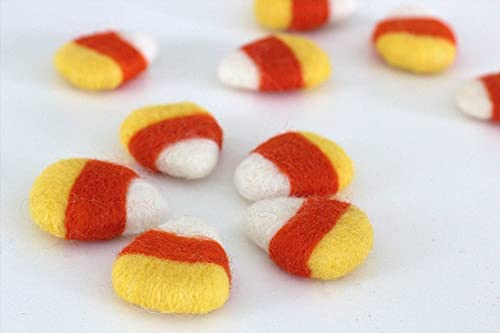 Set of 20 candy corn wool shapes for tiered trays