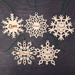 Set of 5 personalized Christmas ornaments birch plywood