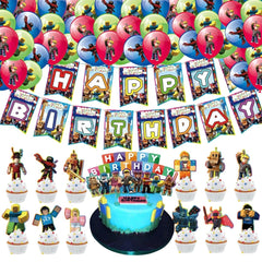 Set 58Pcs Video Game Birthday Party Decorations Kit banner and toppers