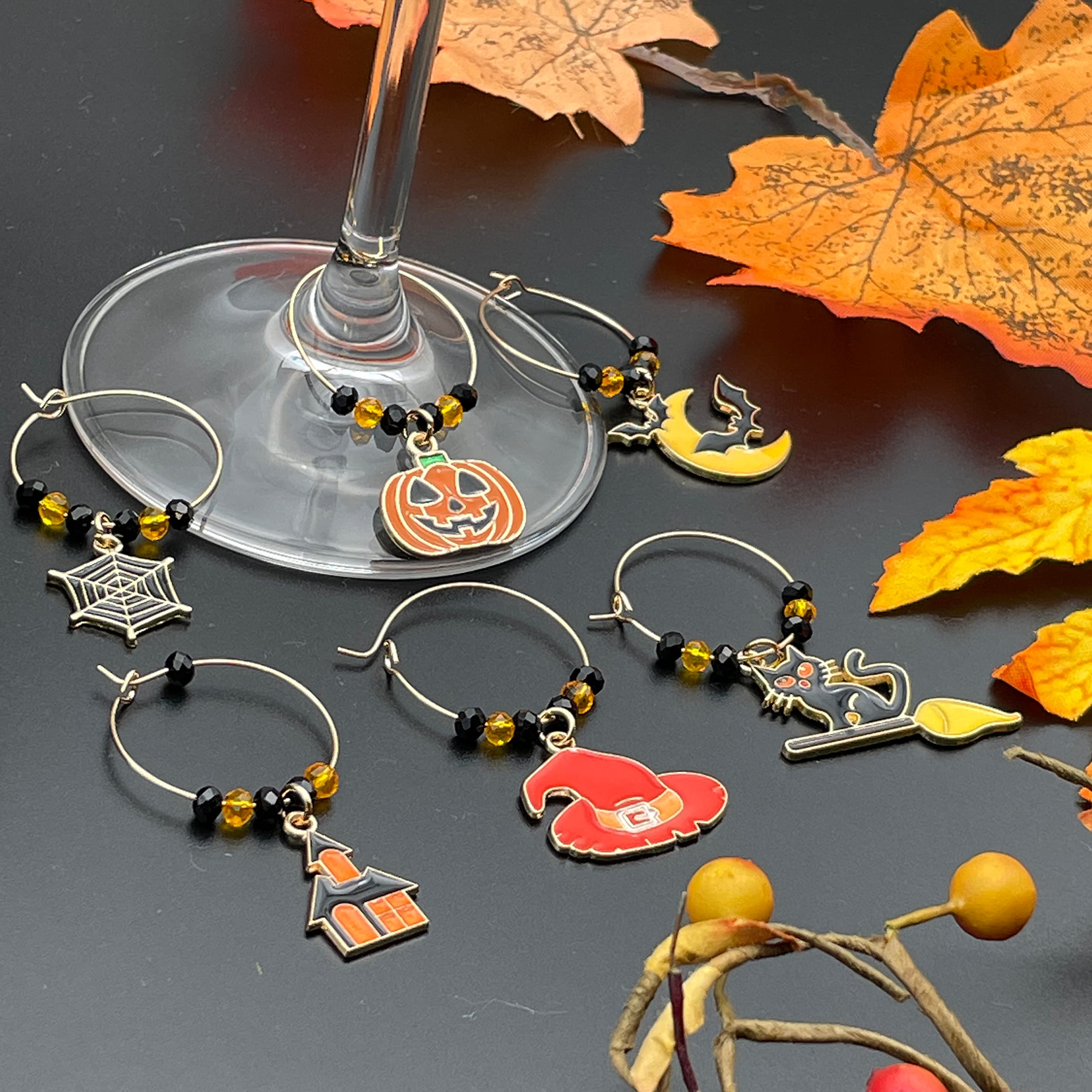 Silver hoop attachment for Halloween wine glass charms