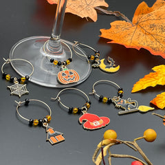 Silver hoop attachment for Halloween wine glass charms