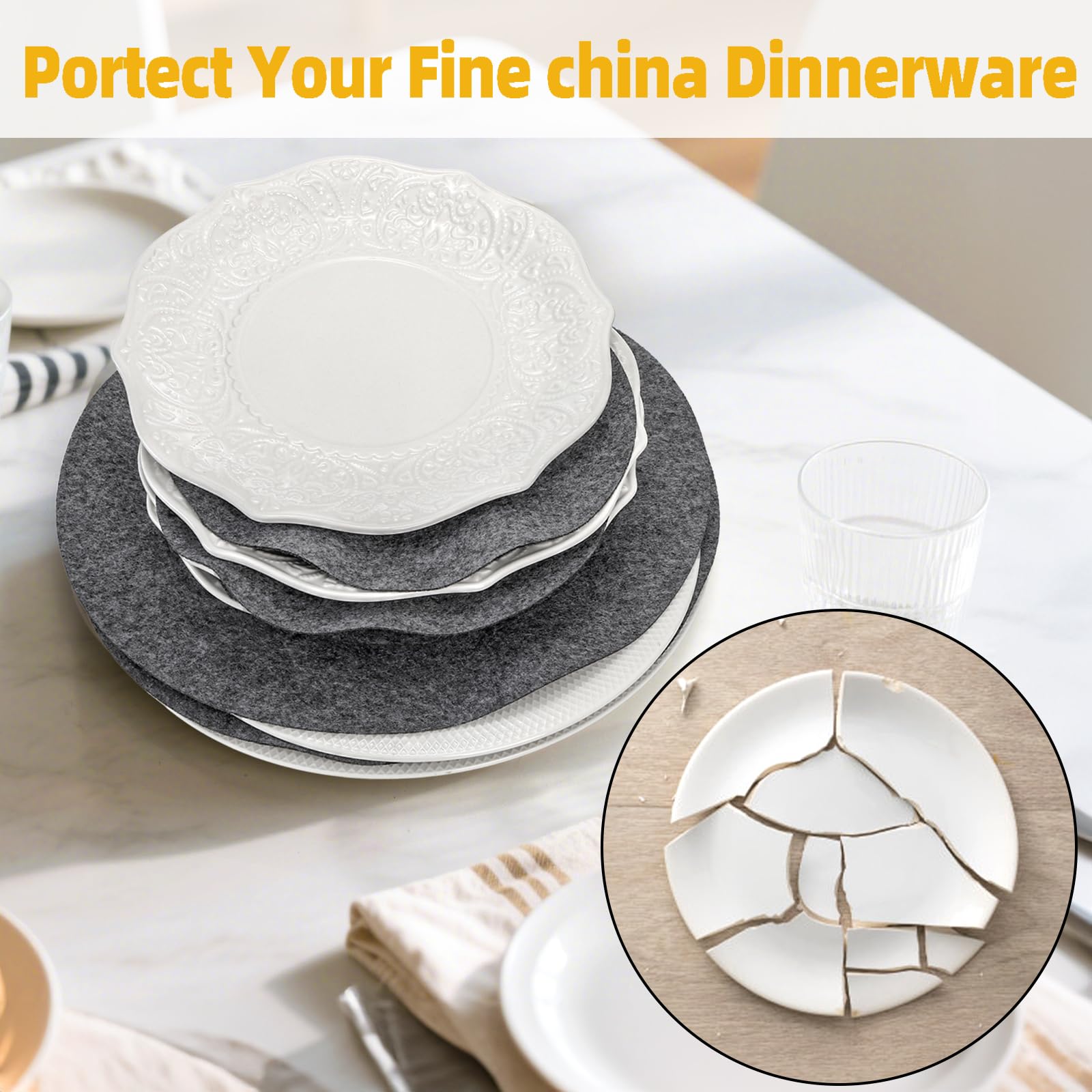 Plate storage protectors for stacking china and dishware