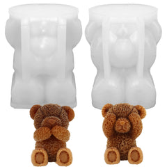Set of 2 Bear Silicone Molds 3D bear shapes for crafts