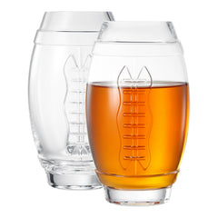 Set of 2 Football Beer Glasses 20oz jumbo clear glass mugs for game day