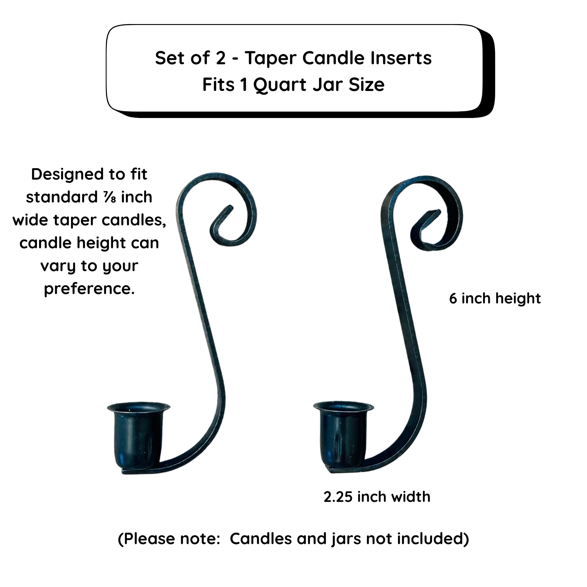 Set of 2 candle holder inserts for standard quart mason jars