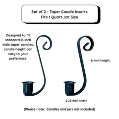 Set of 2 candle holder inserts for standard quart mason jars