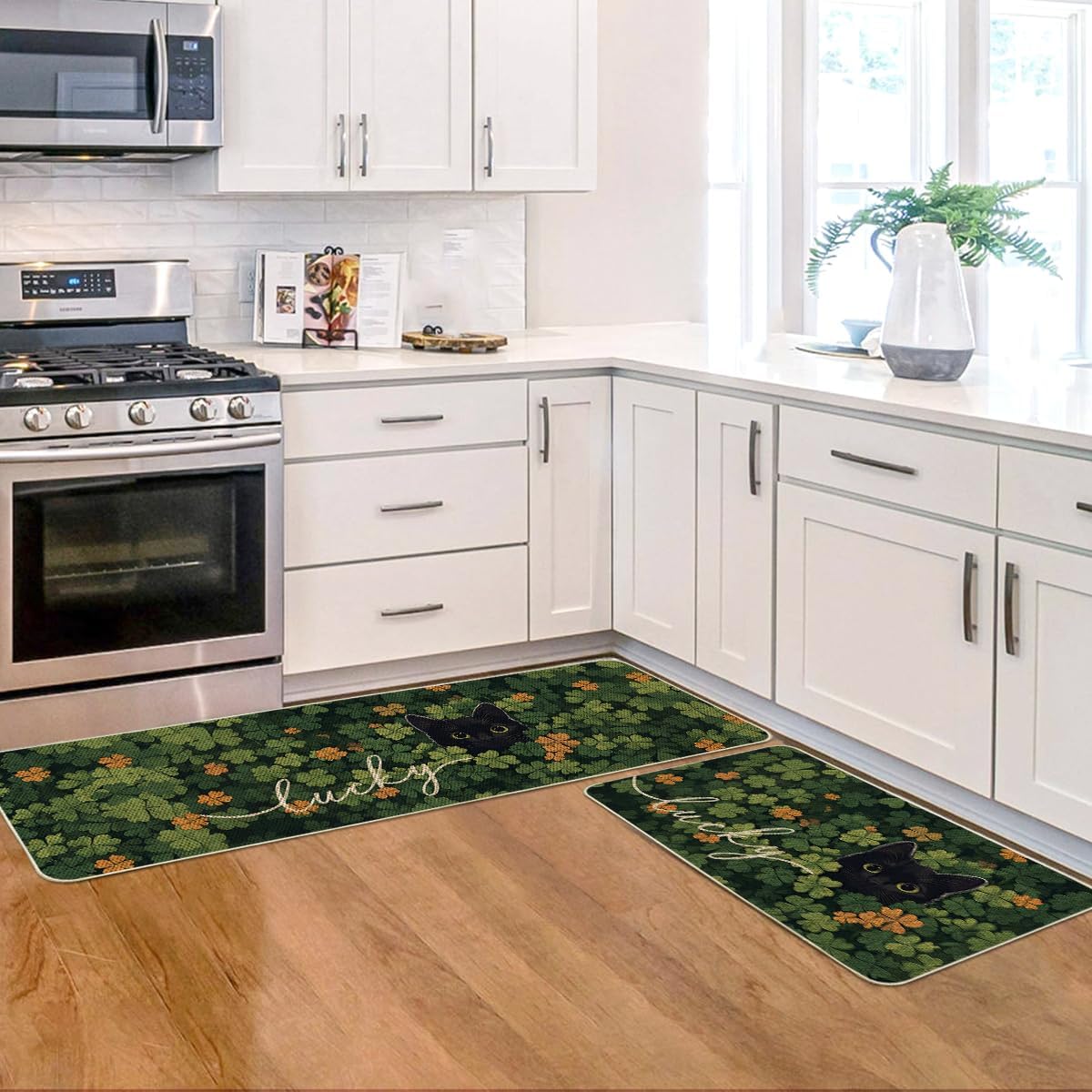Shamrock pattern with Black Cat decor