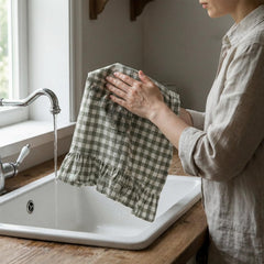 Towel with hanging strap sage green 18x28