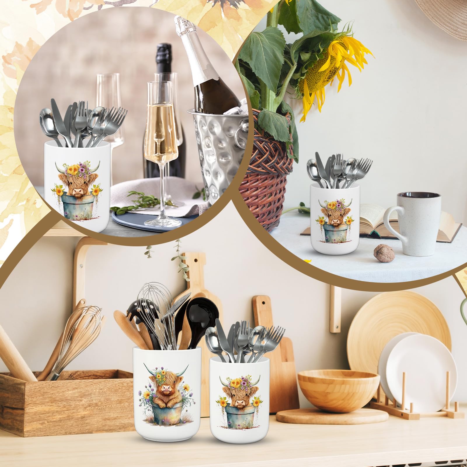 Two ceramic utensil holders included for countertop storage