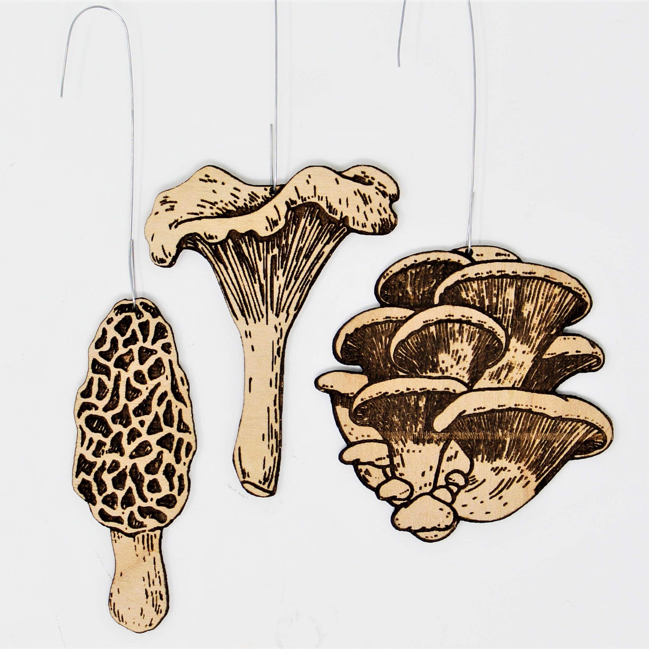 Mushroom ornament set crafted in USA small-batch