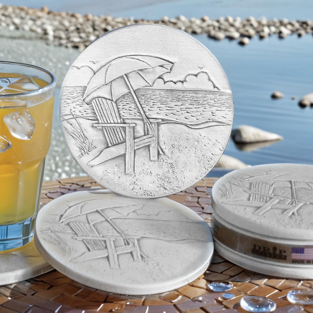 Coaster set with 4 3/8 inch diameter and cork feet