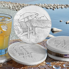 Coaster set with 4 3/8 inch diameter and cork feet