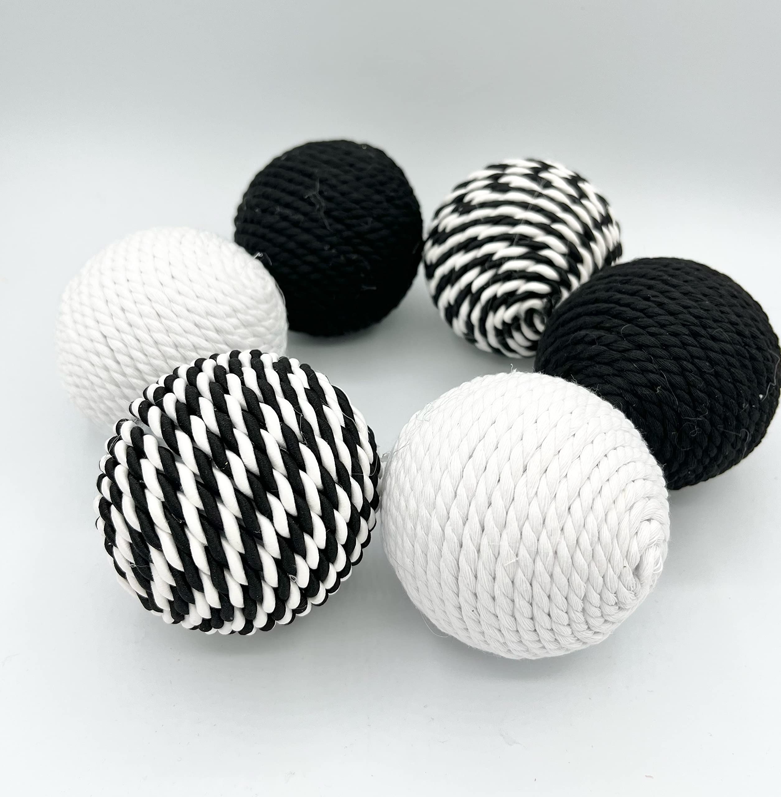 Dough bowl basket decor with rope wrapped balls