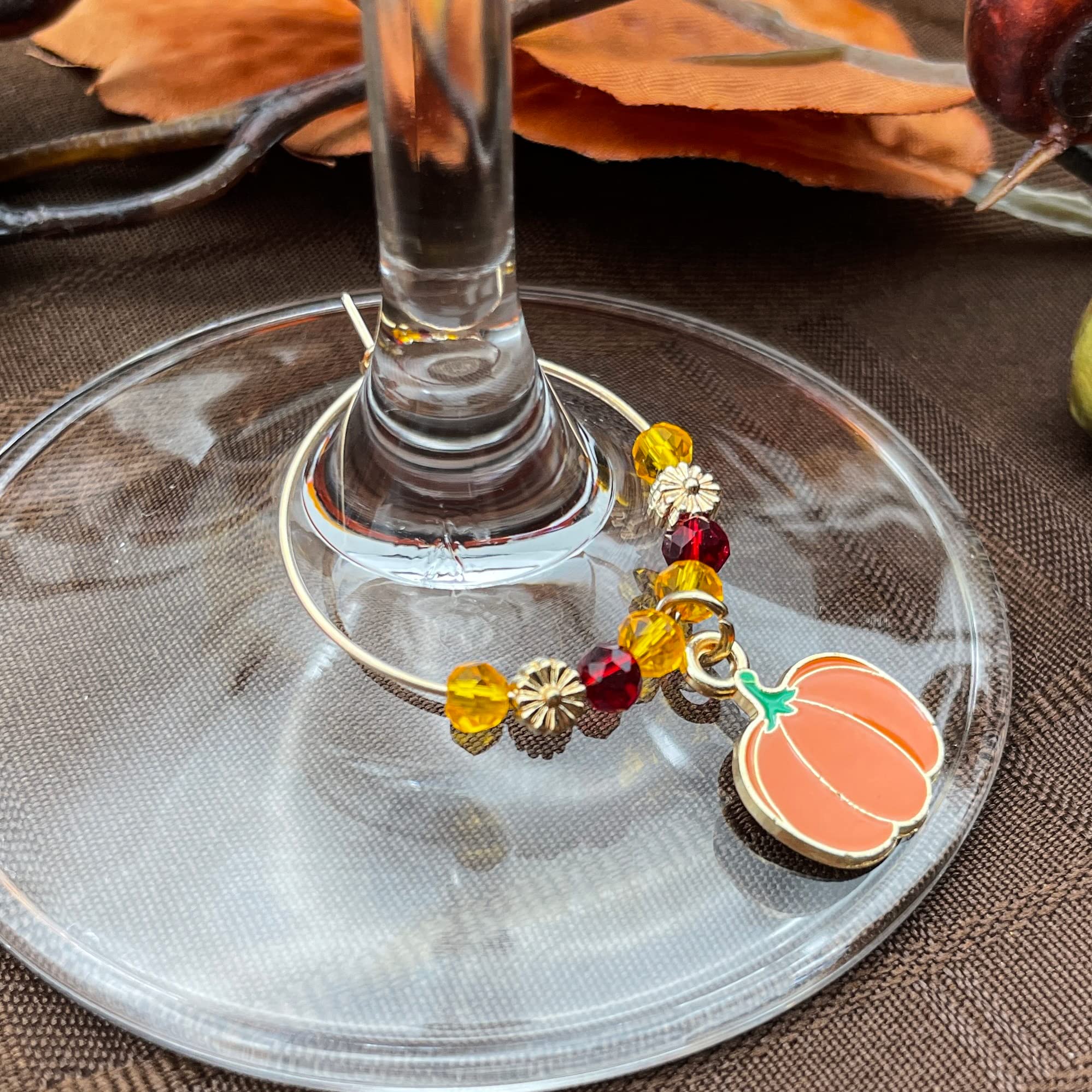 Fall harvest glass markers for wine or champagne