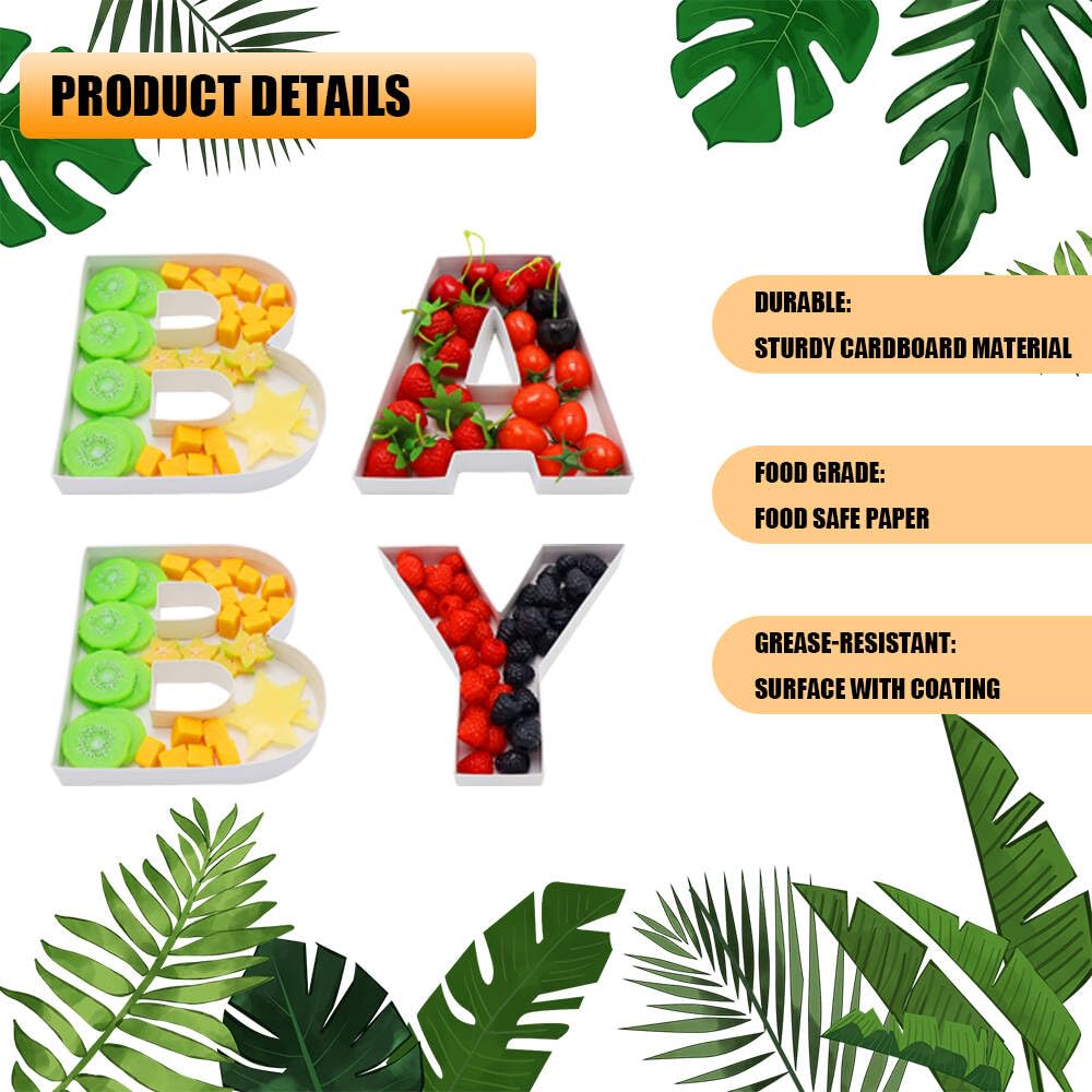 Baby shower letter trays used for small treats