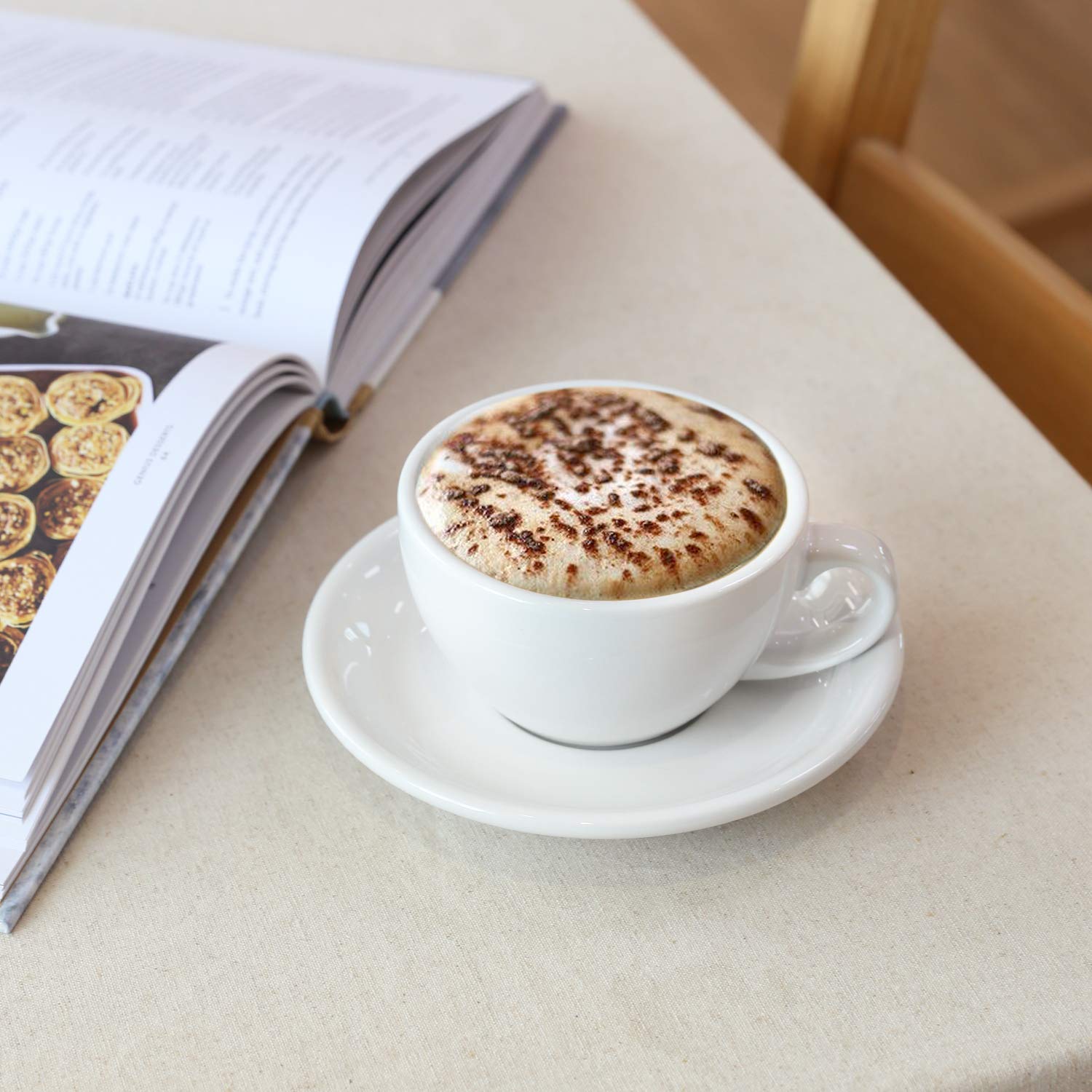 white cappuccino cups with saucer set LE TAUCI 6 oz