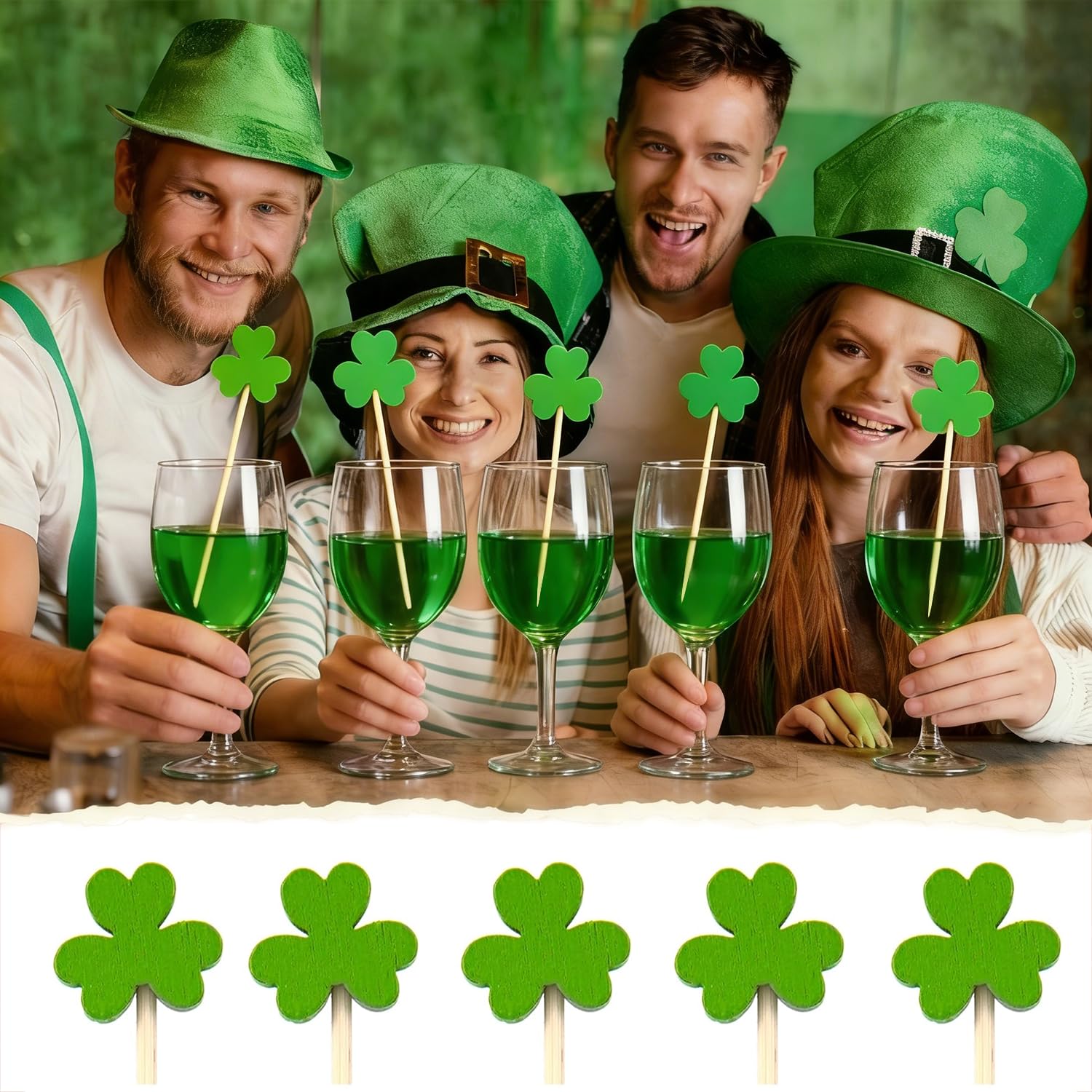 Shamrock cocktail sticks about 4.8 inches for fruits desserts and cheeses SETRUE